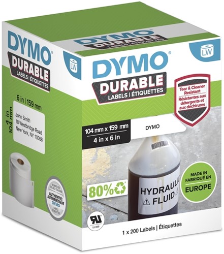 Etiket Dymo LabelWriter industrieel 104x159mm 1 rol á 200 stuks wit