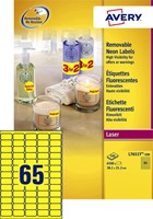 Etiket Avery L7651Y-100 38.1x21.2mm neon geel 6500 etiketten