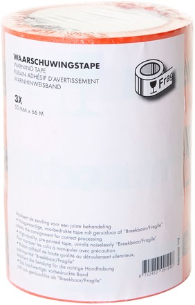 Waarschuwingstape IEZZY breekbaar 50mmx66m oranje/zwart-1
