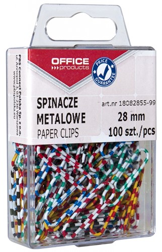 Paperclips met gekleurde zebra coating, 28 mm, bakje met 100 stuks