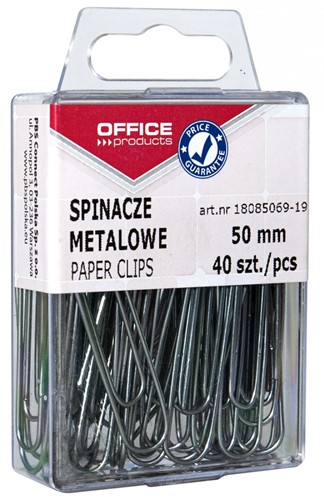 Metalen paperclips, 50 mm, bakje met 40 stuks