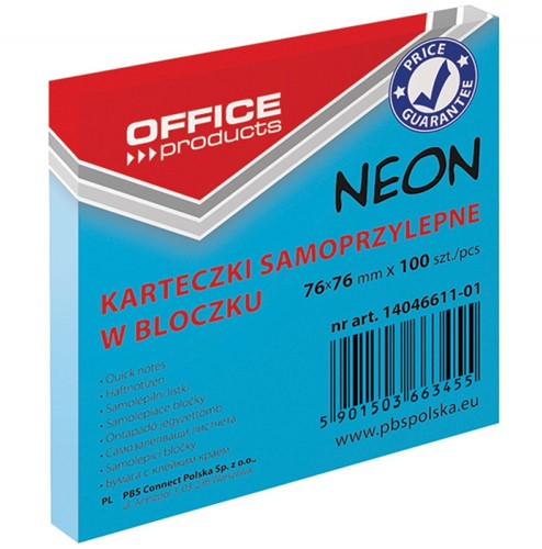 Memoblok, 76x76mm, neon blauw, blok à 100 vel