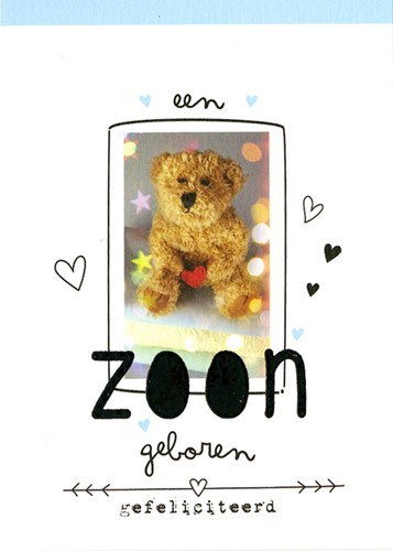 Wenskaart Paperclip geboorte zoon navulset à 6 stuks