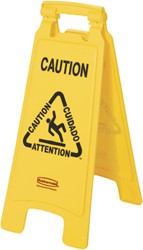 Waarschuwingsbord Rubbermaid tweezijdig meertalig 64cm geel