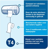 Toiletpapierdispenser Tork T4 Elevation duo wit 557000-1