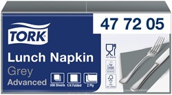 Lunchservet Tork Advanced 1/4 vouw 2-laags 328x325mm 200 vel grijs 477205