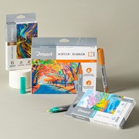 Acrylmarker met beitelpunt, pastel, 6 stuks