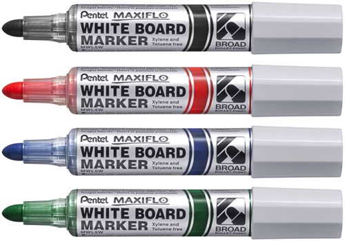 Whiteboardmarker Pentel MWL5M Maxiflo rond 3mm blauw-3