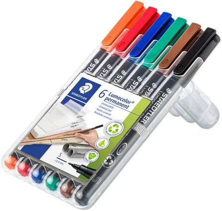 Viltstift Staedtler Lumocolor 313 permanent S set à 6 stuks assorti-1