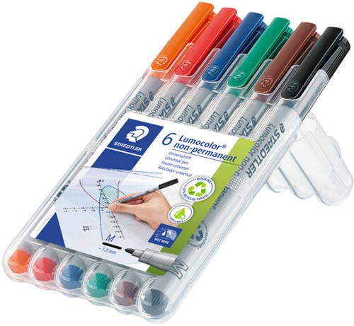 Viltstift Staedtler Lumocolor 315 non permanent medium assorti 6 stuks-1