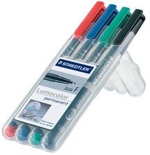 Viltstift Staedtler Lumocolor 313 permanent S set à 4 stuks assorti-2