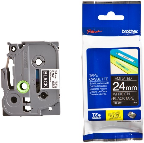 Labeltape Brother P-touch TZe-355 standaard 24mm wit op zwart-3