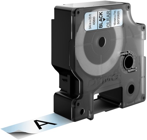 Labeltape Dymo LabelManager D1 polyester 19mm zwart op transparant-3