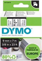 Labeltape Dymo 40910 S0720670 D1 polyester 9mmx7m zwart op transparant
