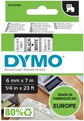 Labeltape Dymo 43613 S0720780 D1 polyester 6mmx7m zwart op wit