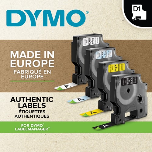 Labeltape Dymo 43613 S0720780 D1 polyester 6mmx7m zwart op wit-1