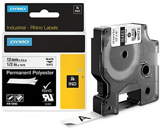 Labeltape Dymo Rhino industrieel polyester 24mm zwart op wit-3