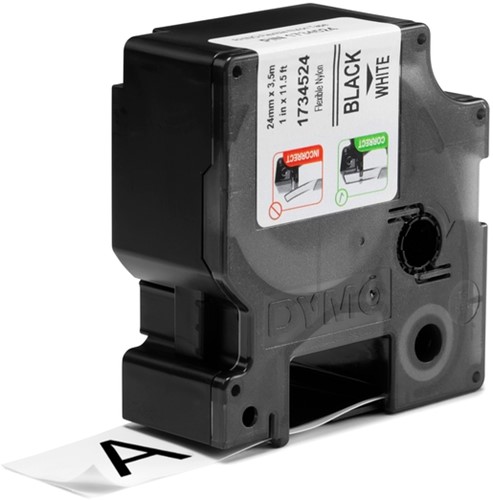 Labeltape Dymo Rhino industrieel nylon 24mm zwart op wit-2