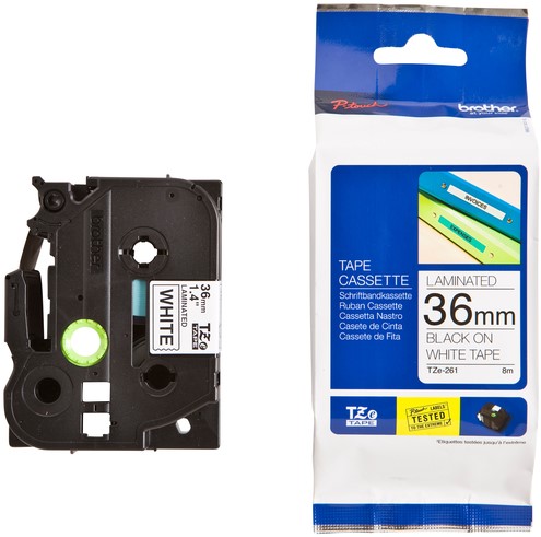 Labeltape Brother P-touch TZe-261 standaard 36mm zwart op wit-1