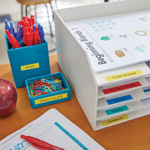 Labeltape Dymo LetraTag plastic 12mm zwart op blauw-2