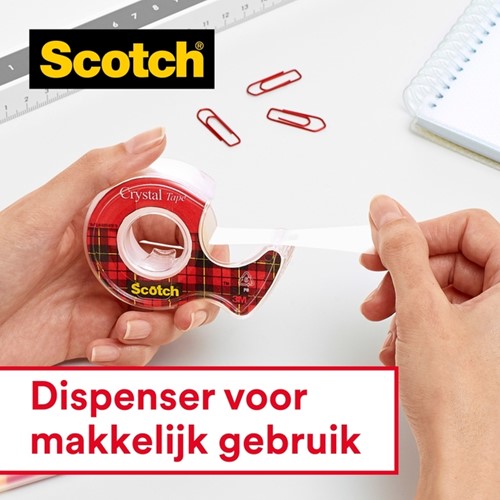 Plakband Scotch Crystal 600 19mmx7.5m transparant 2+1 gratis + handdispenser-2