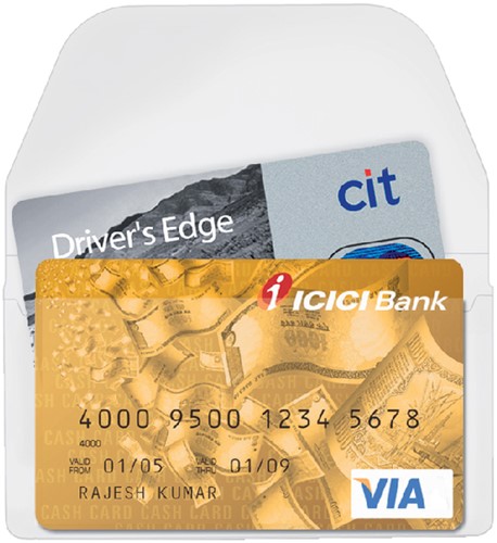 Visitekaarttas Djois 105x60mm zelfklevend met sluiting transparant 10 stuks-2