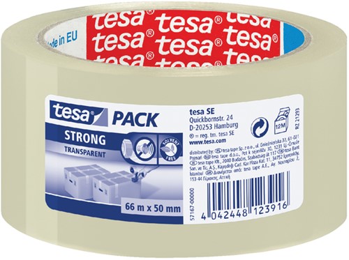 Verpakkingstape tesapack® Strong PP, 66mx50mm, transparant