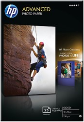Inkjetpapier HP Q8691A, 10x15cm 250 gram, photo glossy, 25 vel