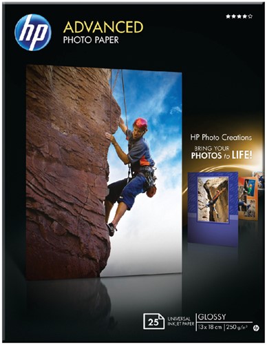 Inkjetpapier HP Q8696A, 13x18cm 250 gram, photo glossy, 25 vel