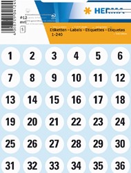 Etiket HERMA 4124 12mm getallen 1-240 240 stuks