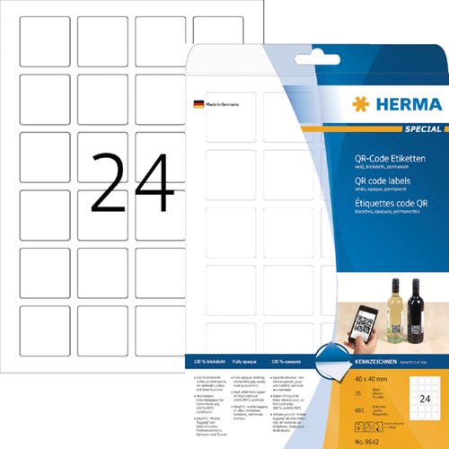 Etiket HERMA 9642 40x40mm QR-code wit 600 stuks
