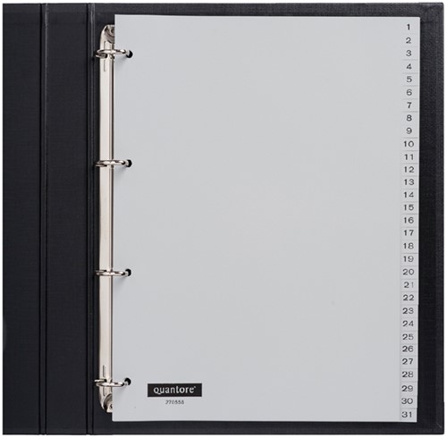 Tabbladen Quantore 4-gaats 1-31 genummerd grijs PP