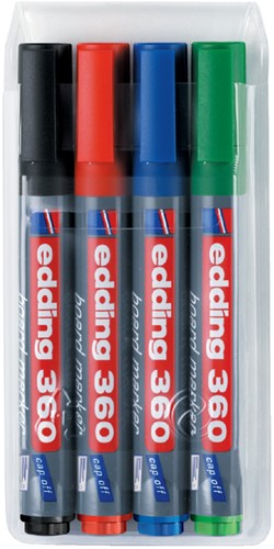 Whiteboardmarker edding 360 rond 1.5-3mm assorti set à 4 stuks