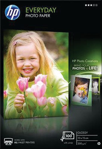 Inkjetpapier HP CR757A, 10x15cm 200 gram, photo glossy, 100 vel