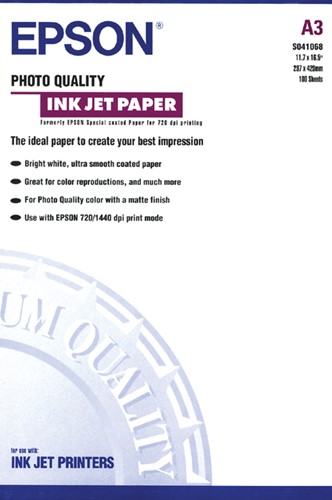 Inkjetpapier Epson S041068, A3 104 gram, mat, 100 vel
