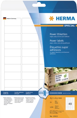 Etiket HERMA Power 10902 45.7x21.2mm wit 1200stuks-2