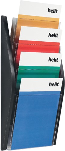 Folderhouder Helit wand 4x A4 zwart