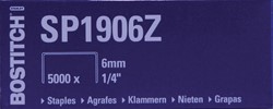 Nieten Bostitch SP1906Z, 6mm, rechte rug, staal, 5000 stuks