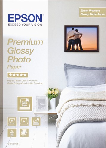 Inkjetpapier Epson S042155, A4 225 gram, premium glans, 15 vel