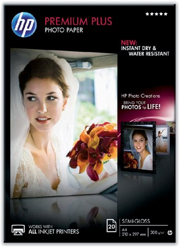 Inkjetpapier HP CR673A, A4 300 gram, semi glossy, 20 vel