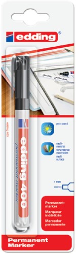 Permanent marker edding 400, rond, 1mm, zwart, blister à 1 stuk