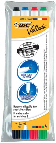 Whiteboardmarker Bic Velleda 1721 rond fijn assorti set à 4 stuks
