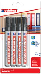Permanent marker edding 3000, rond, 1.5-3mm, zwart, blister à 4 stuks