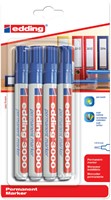Permanent marker edding 3000, rond, 1.5-3mm, blauw, blister à 4 stuks