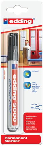 Permanent marker edding 3000, rond, 1.5-3mm, zwart, blister à 1 stuk