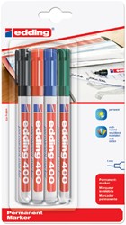 Permanent marker edding 400, rond, assorti 1mm, blister à 4 stuks