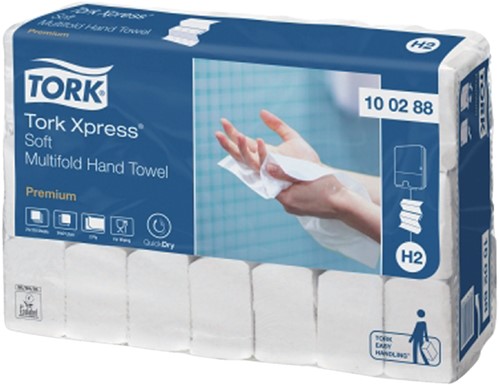 Handdoek Tork H2 Xpress Premium multifold 2-laags 212x340mm 21x110 vel wit 100288-4