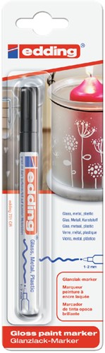 Paintmarker edding 751 op oliebasis 1-2mm zwart blister à 1 stuk