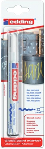 Paintmarker edding 750 op oliebasis 2-4mm wit blister à 1 stuk