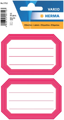 Etiket HERMA 5712 82x55mm schrift rode rand 12 stuks